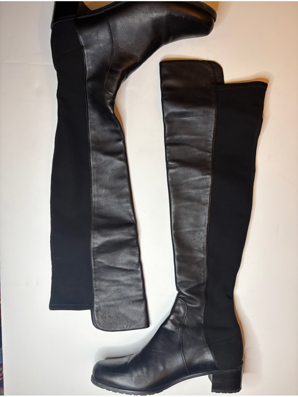 STUART WEITZMAN RESERVE BLACK NAPPA round toe LEATHER BOOTS comes with box